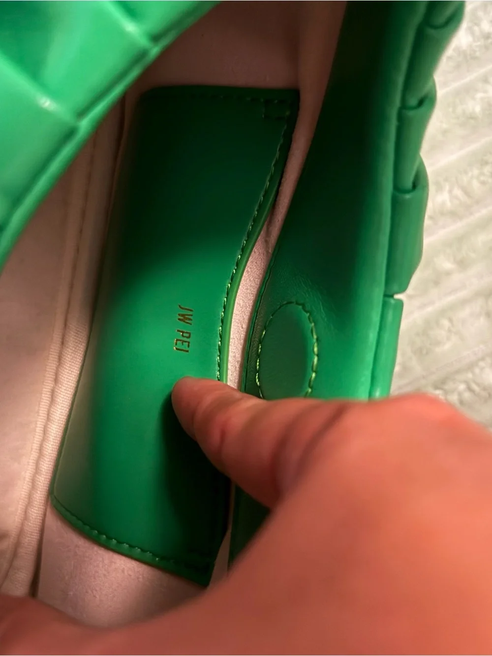 JW PEI Bright Green Ruched Handle Shoulder Bag
